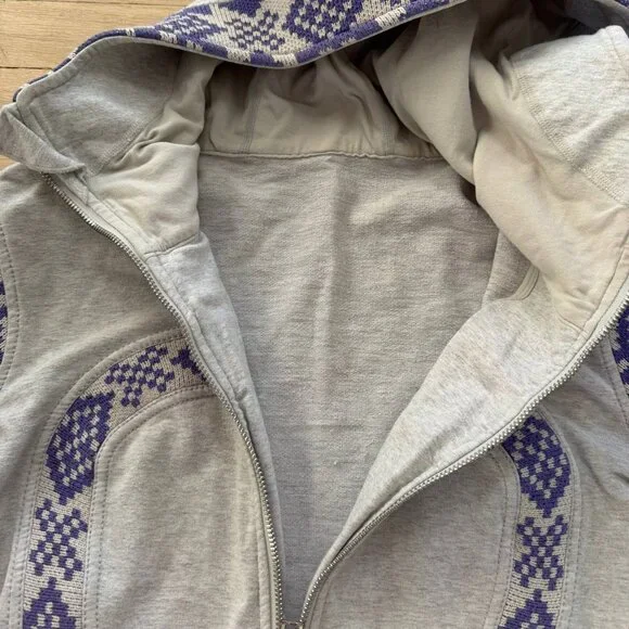 Lululemon Special Edition Fair Isle Scuba Hoodie Purple-Gray Knit Panels Size 12 - Picture 4 of 9